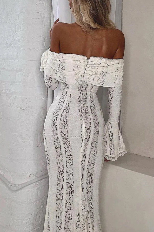 Belle Floral Lace Off Shoulder Maxi Dress