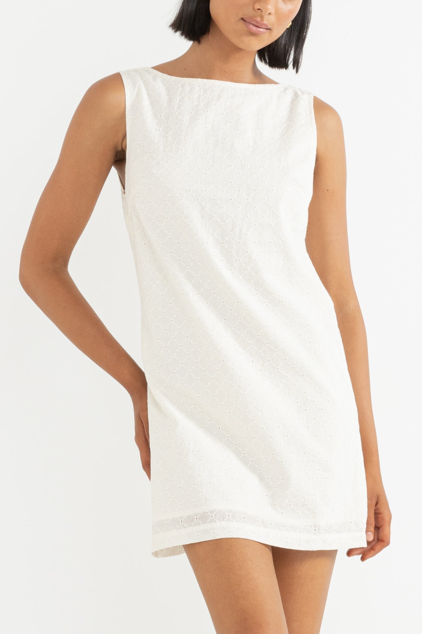 (Rhythm) Porto Eyelet Mini Dress - Natural