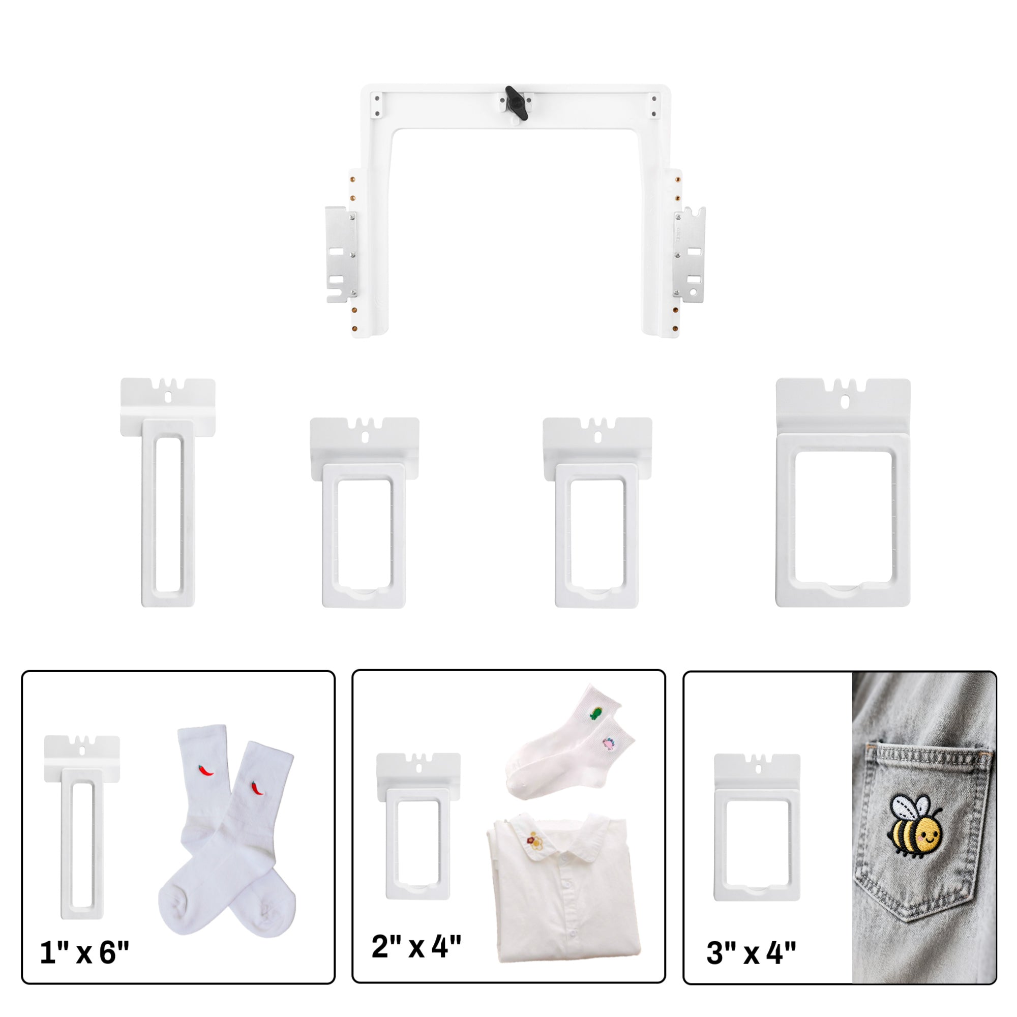 4in1 Small Magnetic Hoop Set, Sock, Mono, Pocket Clamp Hoops for Brother Embroidery Machines