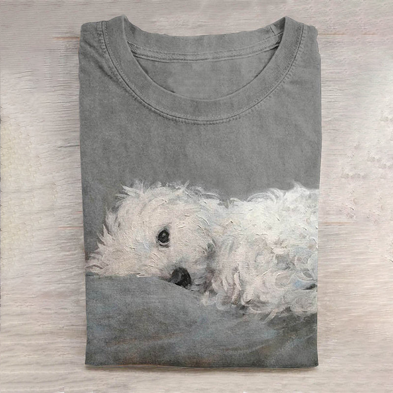 Comstylish Cute Dog Print Short Sleeve T-Shirt