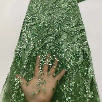 5 YARDS / 7 COLORS / Abstract Sequin Beaded Embroidery Glitter Mesh Lace  Party Prom Bridal Dress Fabric