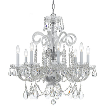 8 Light Polished Chrome Crystal Chandelier Draped In Clear Spectra Crystal - C193-5008-CH-CL-SAQ