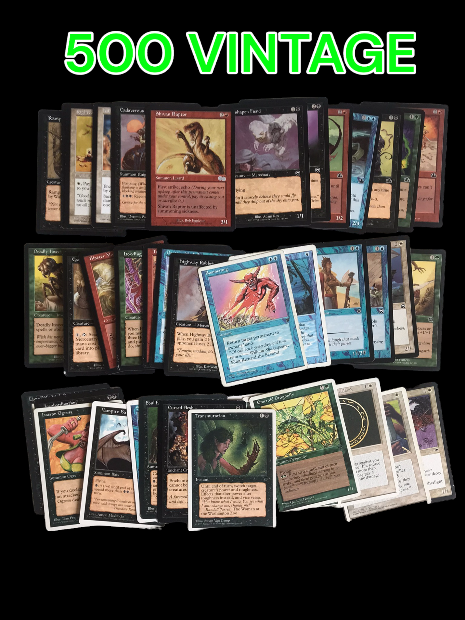 500ct Vintage Magic the Gathering Card Lot - Common & Uncommon