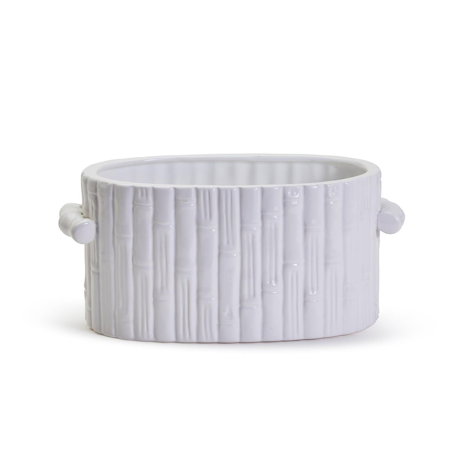 Faux Bamboo Oval Centerpiece / Cachepot with Handles