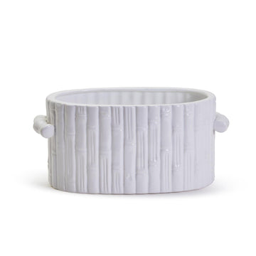 Faux Bamboo Oval Centerpiece / Cachepot with Handles