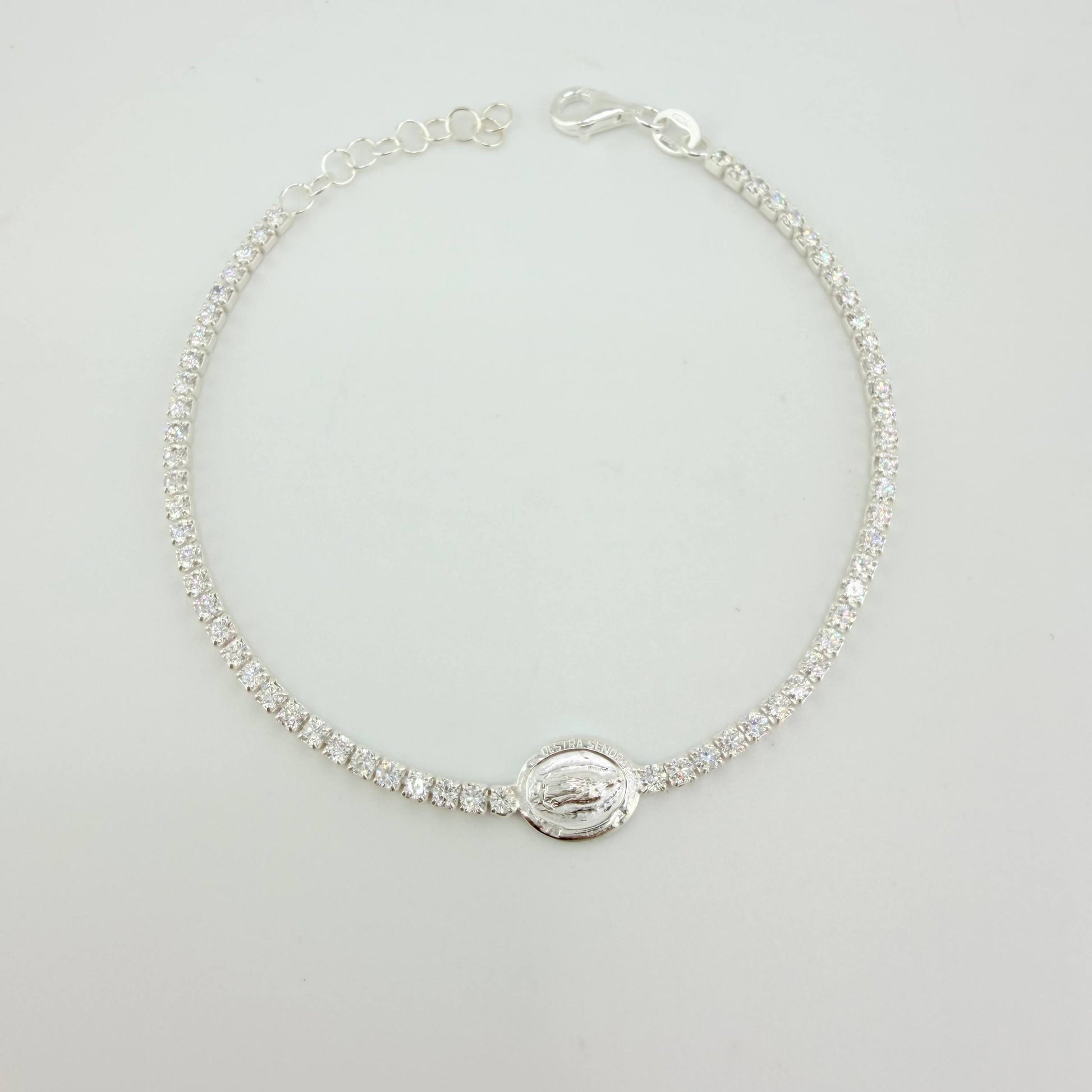 Pulso Tenis Virgen Guadalupe 4.05gr / 20.5cm-17.5cm / 2.3mm Plata 925 *