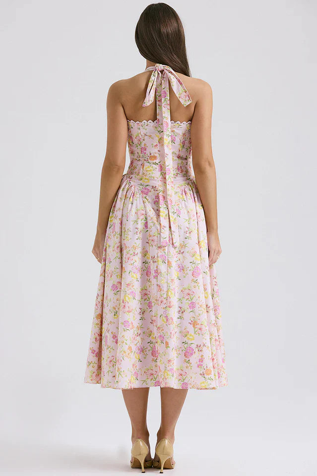 Adabella Cotton Halter Midi Sundress