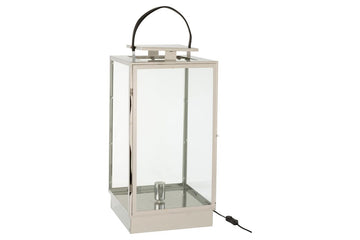 Lantern Metal Table Lamp | Silver