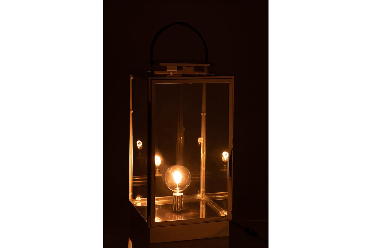 Lantern Metal Table Lamp | Silver