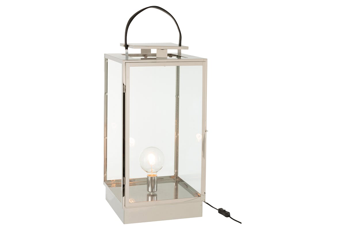 Lantern Metal Table Lamp | Silver