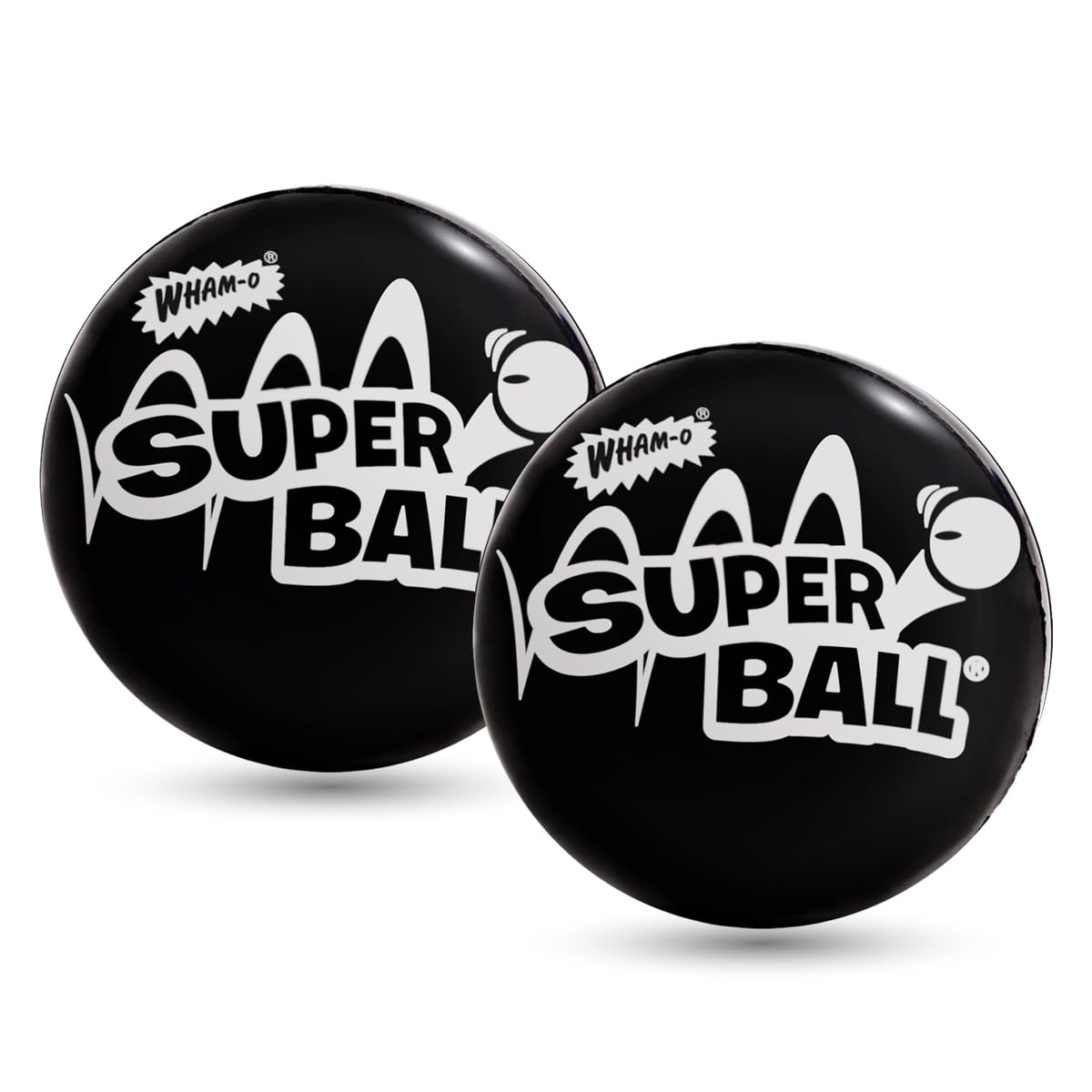Wham-O Superball 2 Pack Bundle - Original Zectron, Black Color
