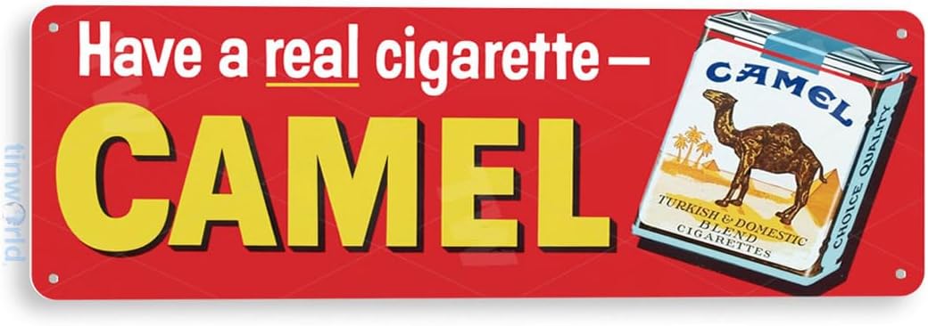 Tinworld Tin Sign: Camel Cigarettes Retro Tobacco Metal Decor Smoke Shop Cave A268
