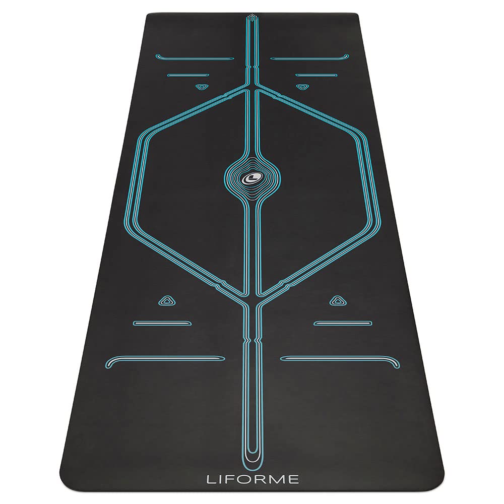 Liforme XL Mountain Yoga Mat – bezpłatna torba do jogi, opatentowany system wyrównania, uchwyt przypominający wojownik, antypoślizgowa, przyjazna dla środowiska i biodegradowalna, odporna na pot, długa, szeroka, mata o grubości 4,2 mm dla wygody