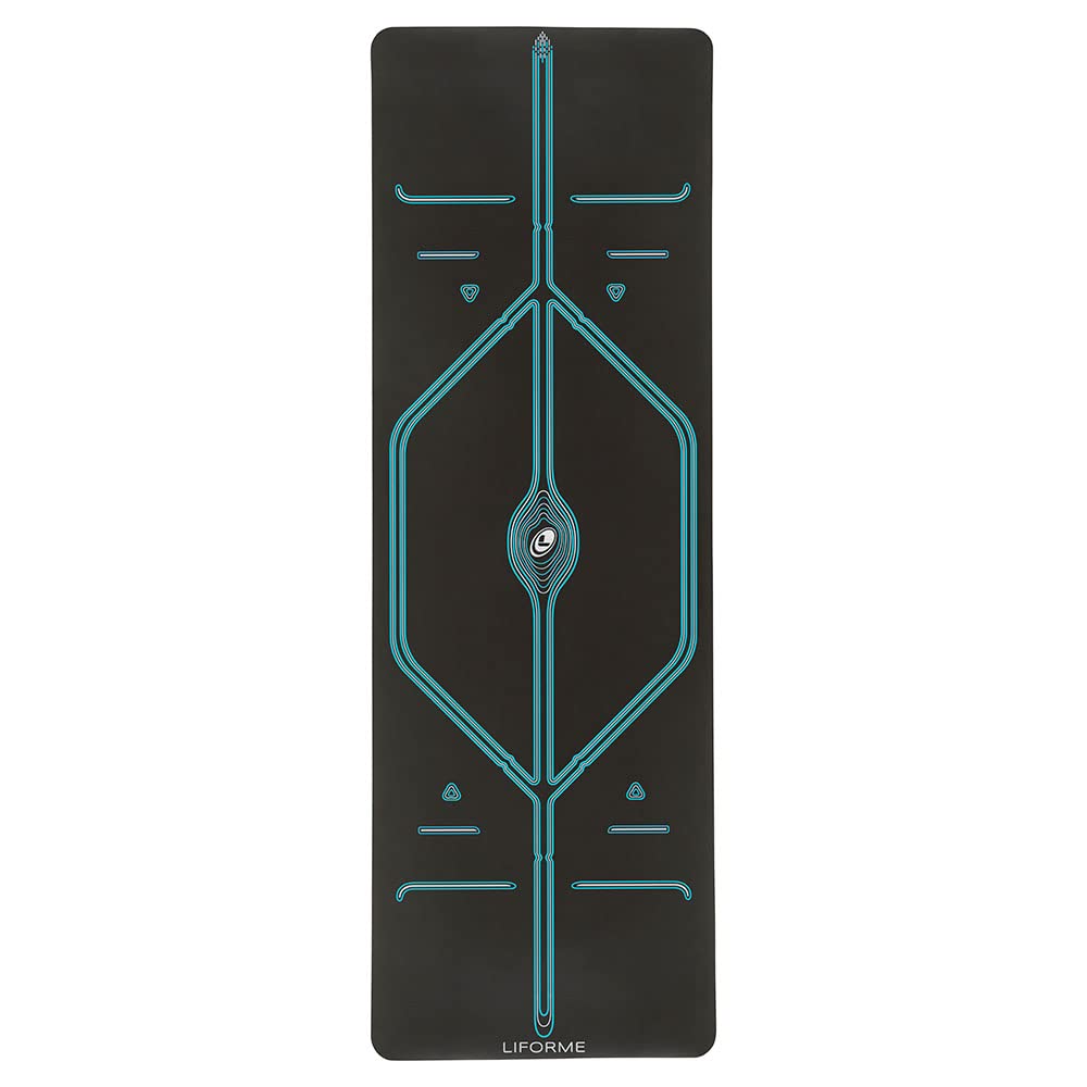 Liforme XL Mountain Yoga Mat – bezpłatna torba do jogi, opatentowany system wyrównania, uchwyt przypominający wojownik, antypoślizgowa, przyjazna dla środowiska i biodegradowalna, odporna na pot, długa, szeroka, mata o grubości 4,2 mm dla wygody