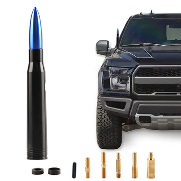 ZIBUYU Bullet Car Antenna for Trucks featuring Screw Installation and 5.5 in Aluminum Build | Blue Universal Replacement