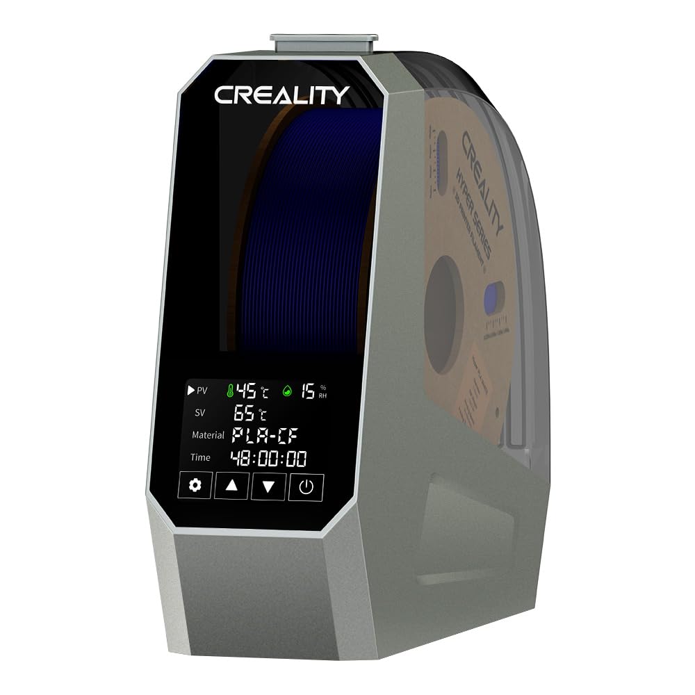 Creality Space PI Filament-Trocknerbox Upgraded Edition, rechteckige, dunkelgraue Box. Trocknet Filament für optimierten 3D-Druck.