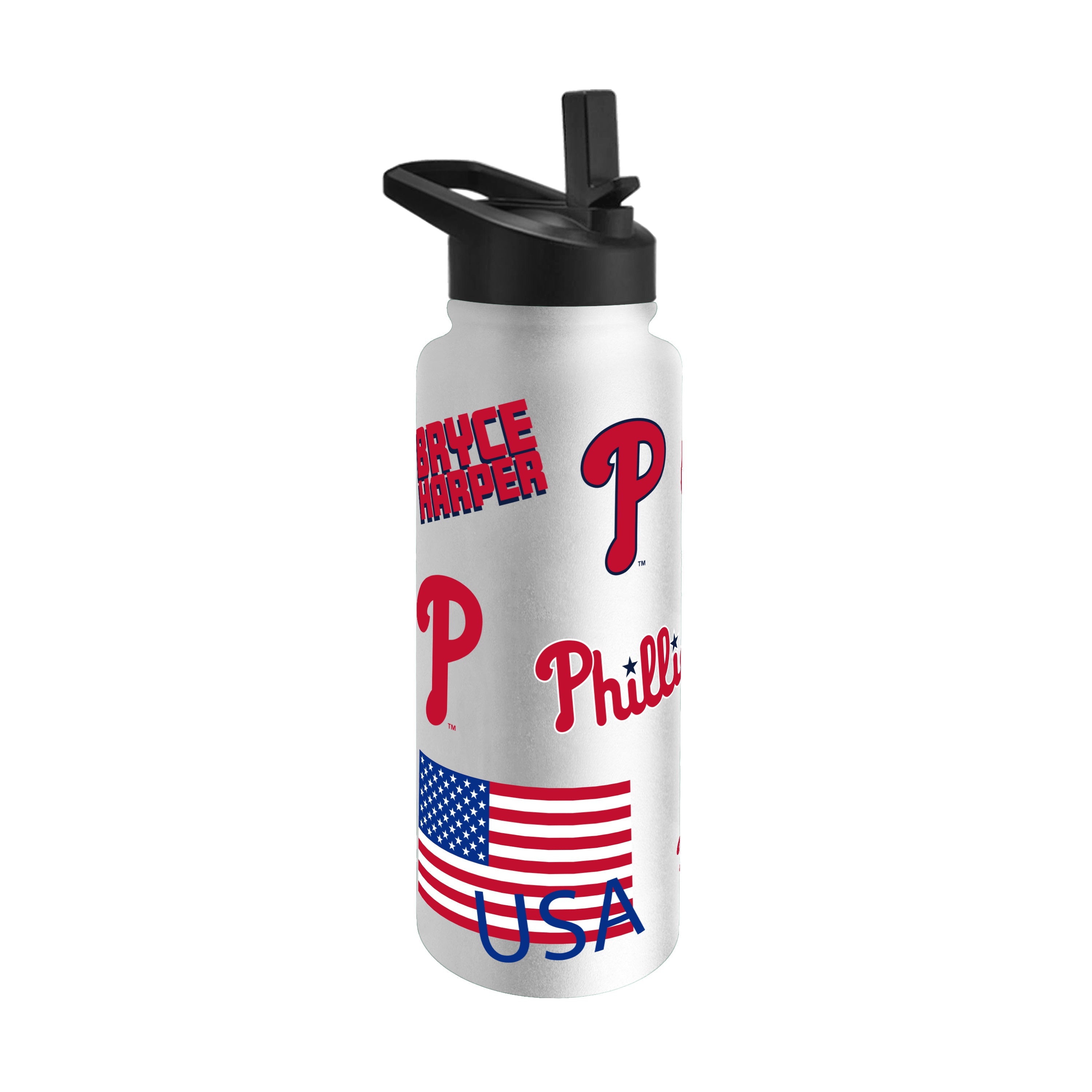 Philadelphia Phillies Bryce Harper 34oz Native Quencher Bottle, Logo Brands drinkware with team logo and vibrant design.