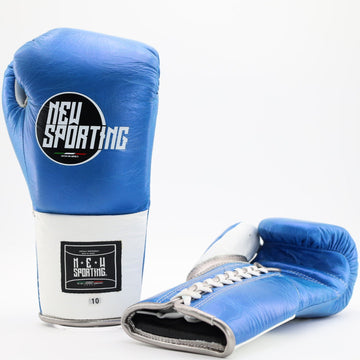 New Sporting Pro Fight Gloves - sateen royal blue / white / metallic smoke grey