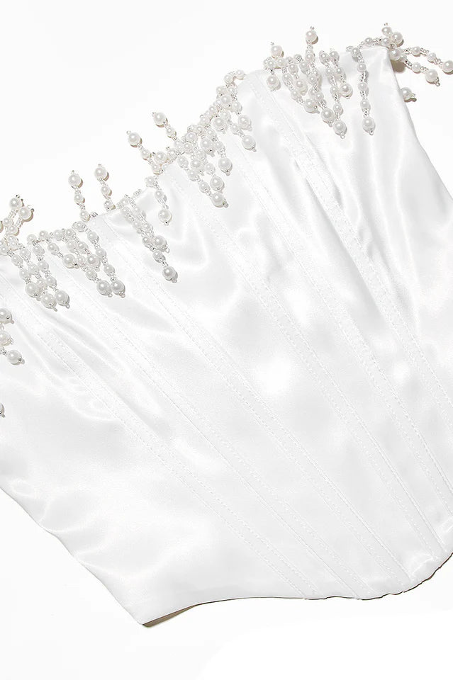 Aubrie Vintage Cream White Beaded Bra