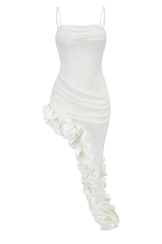 Florence Off Shoulder Asymmetric Ruffle Dress
