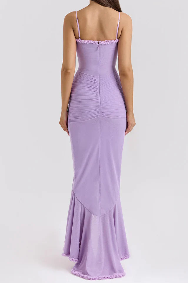 Apricot Ruffled Front Gown