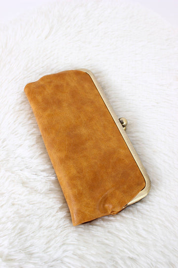 MiMi Wholesale - BP208 Karen Kiss Lock Clutch: Mustard