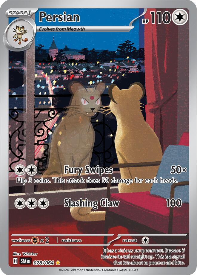 Persian 2024 Pokemon Shrouded Fable Illustration Rare #078 PSA Authenticated 9 Card