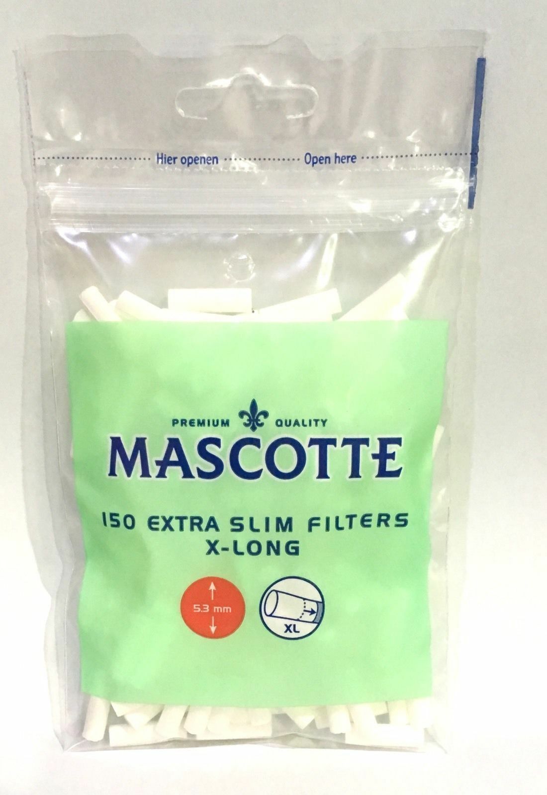 Mascotte XL Extra Long Cigarette Filter Tips 5.3mm Extra Slim 19mm 10  PACKETS