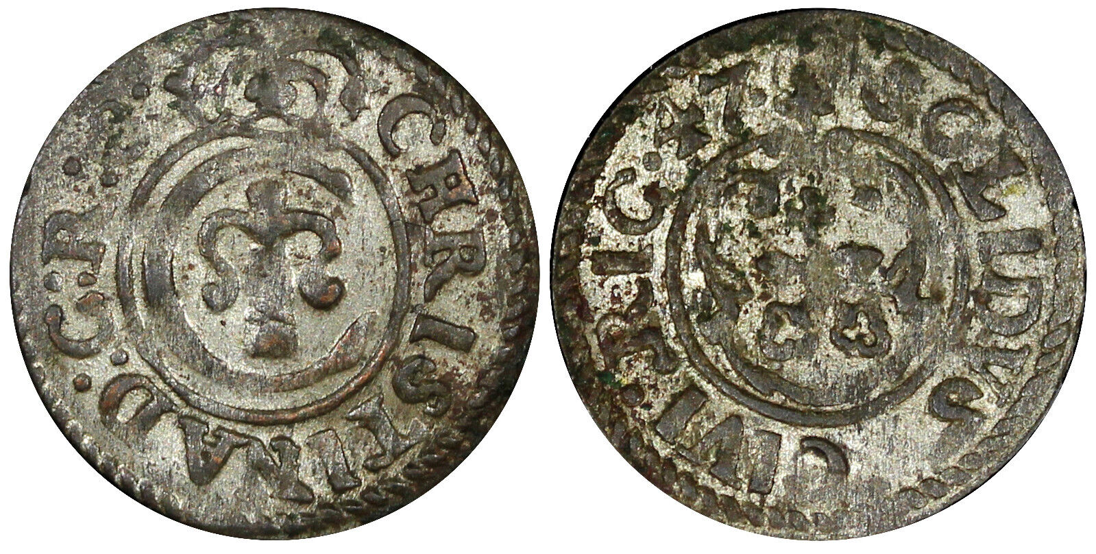 Riga.Livonia Christina of Sweden (1632-1654) Silver 1647 Solidus 0,49g.KM# 21(9)