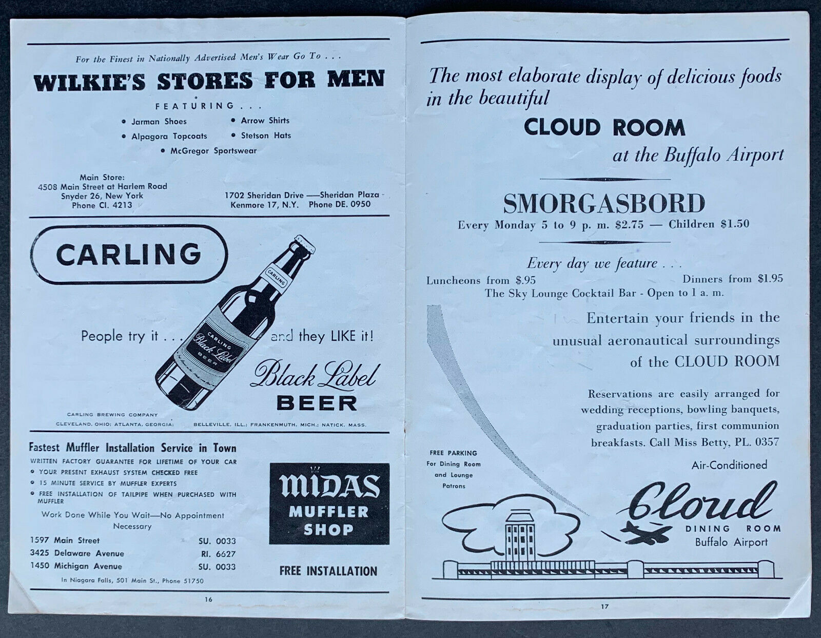 1958 International League Baseball Program Columbus Jets vs Buffalo Bisons