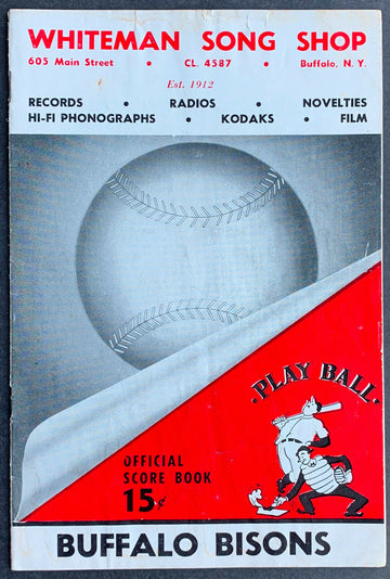1958 International League Baseball Program Columbus Jets vs Buffalo Bisons