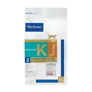 Virbac KJ Advanced Kidney & Joint cat food package on a white background