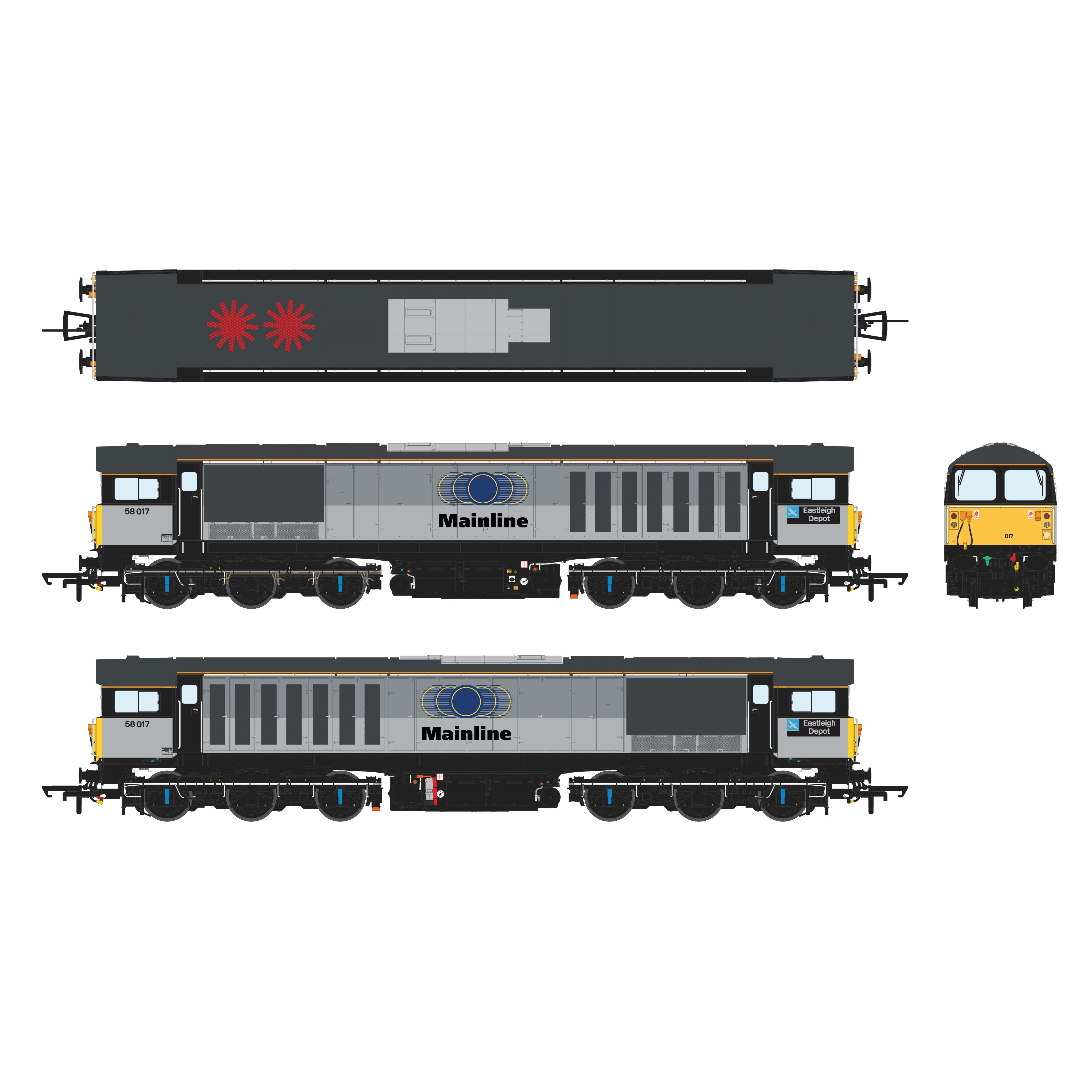 Class 58 - Mainline Grey - 58017 - DCC Sound Fitted
