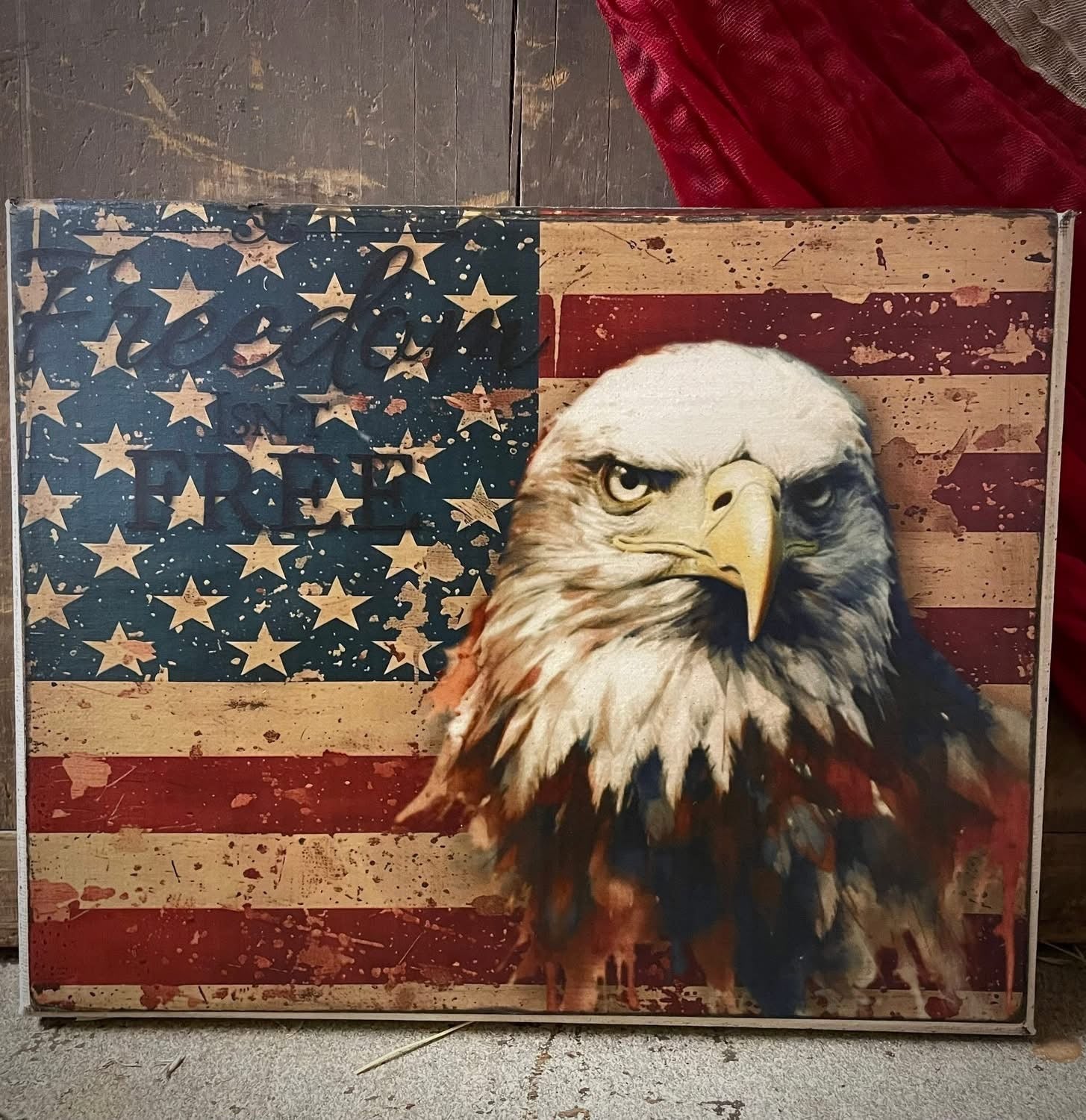 Primitive Americana Grungy Decorative Canvas Print 8x10