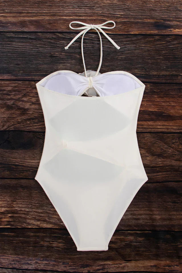 Flower Decoration One Piece Swimsuit