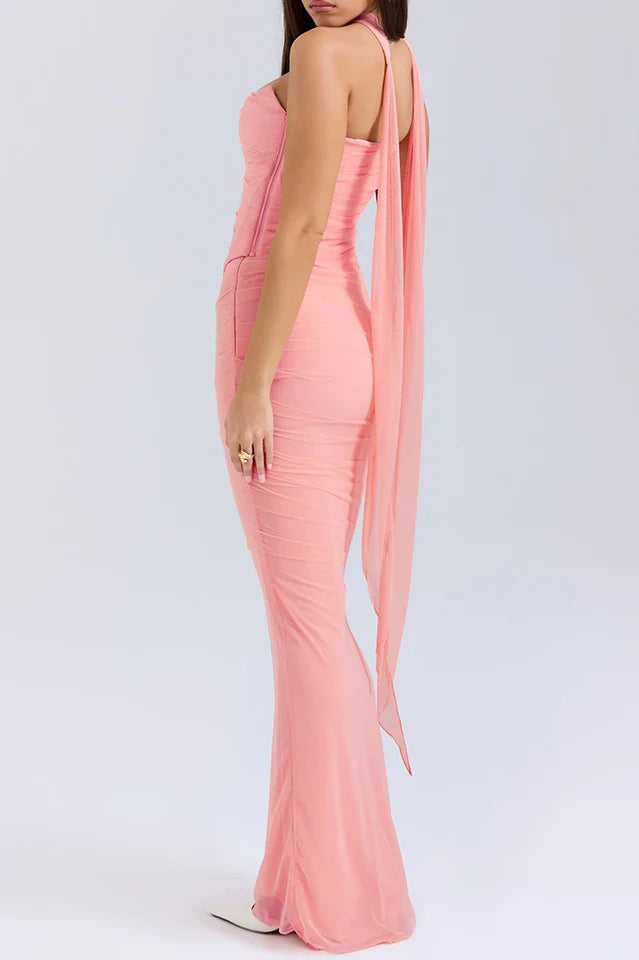 Hallie Corset With Neck Scarf + Skirt Set