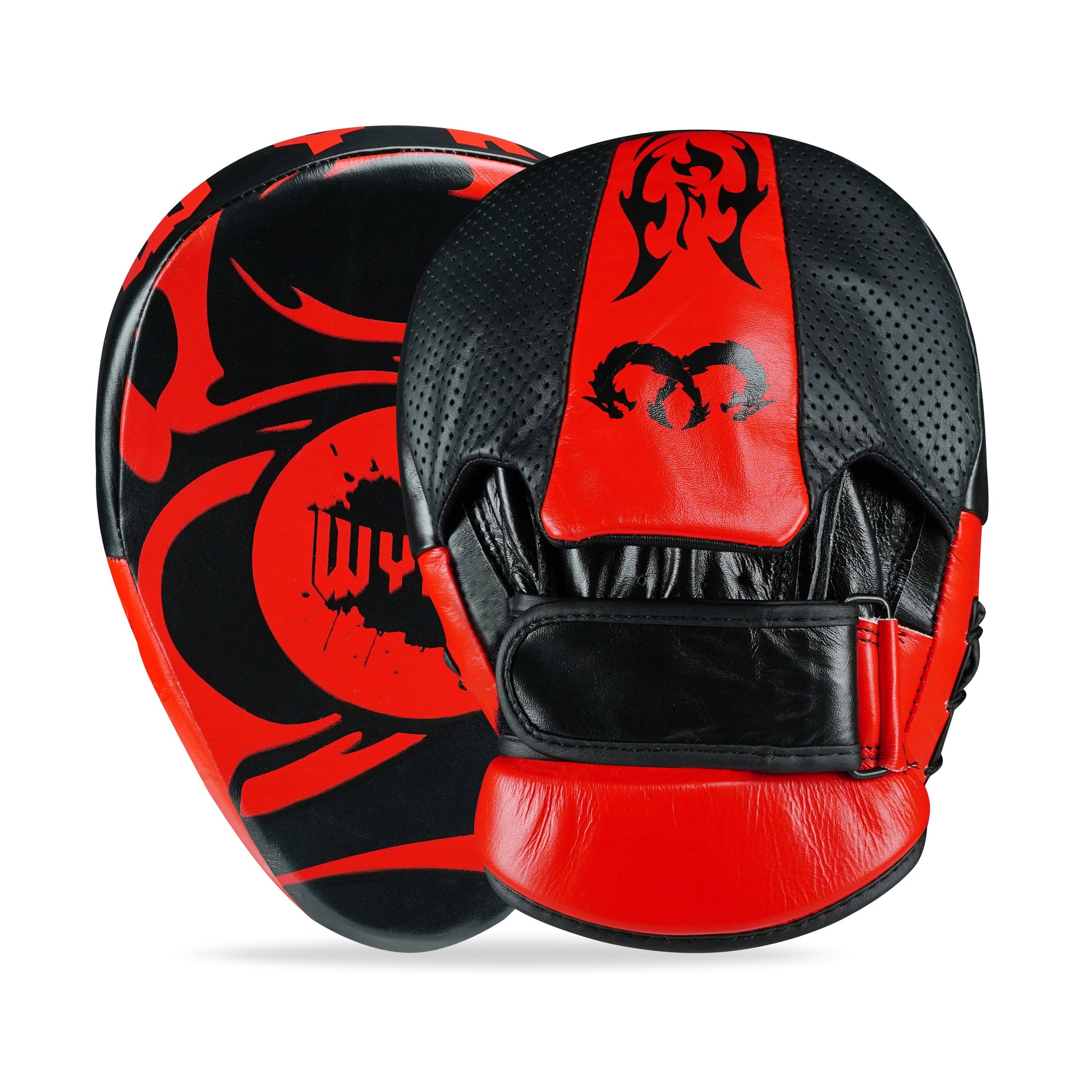 red and black boxing punch shields