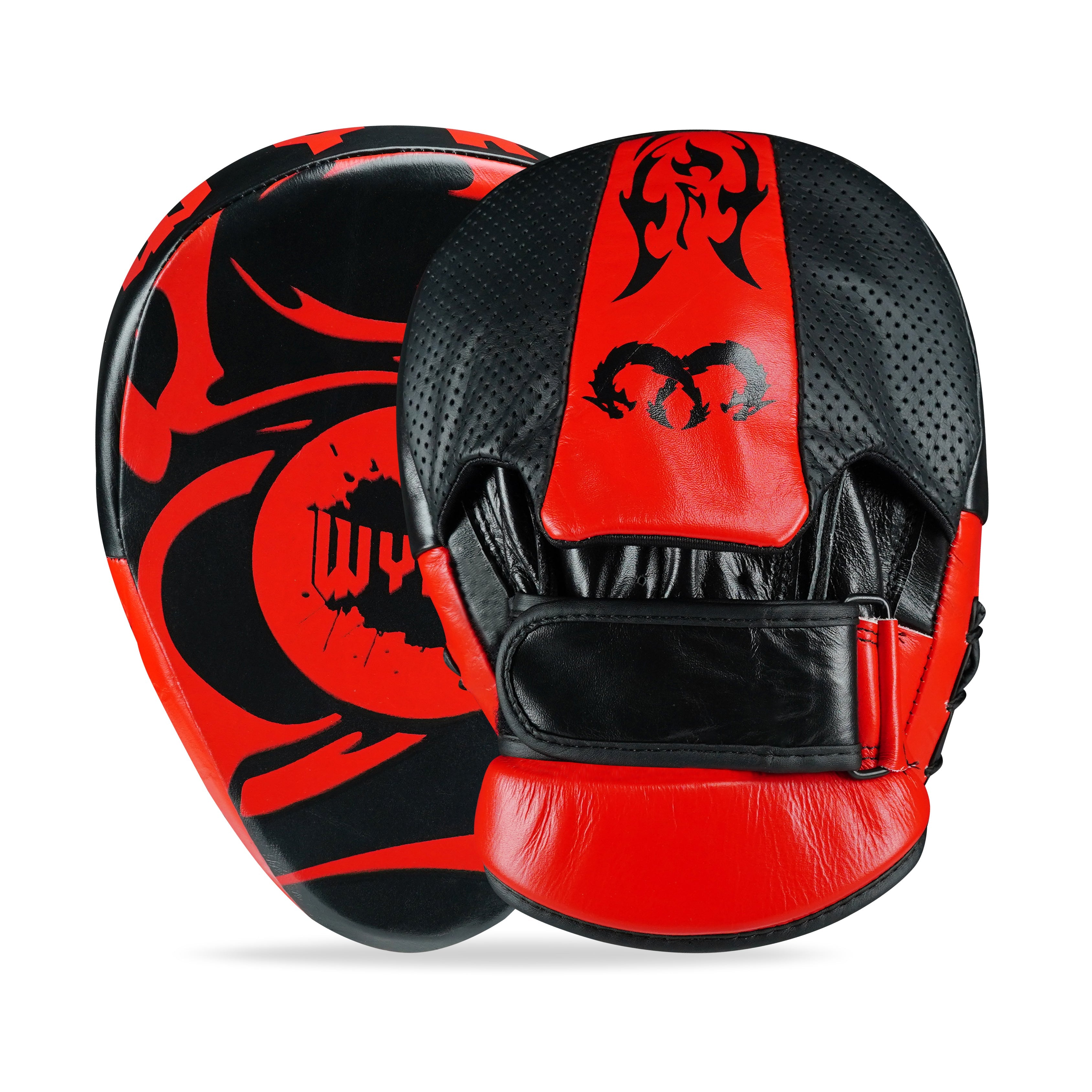 red and black boxing punch shields