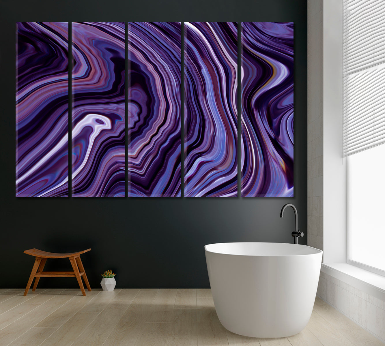 Abstract Purple Marble Pattern Canvas Print ArtLexy 5 Panels 36"x24" inches