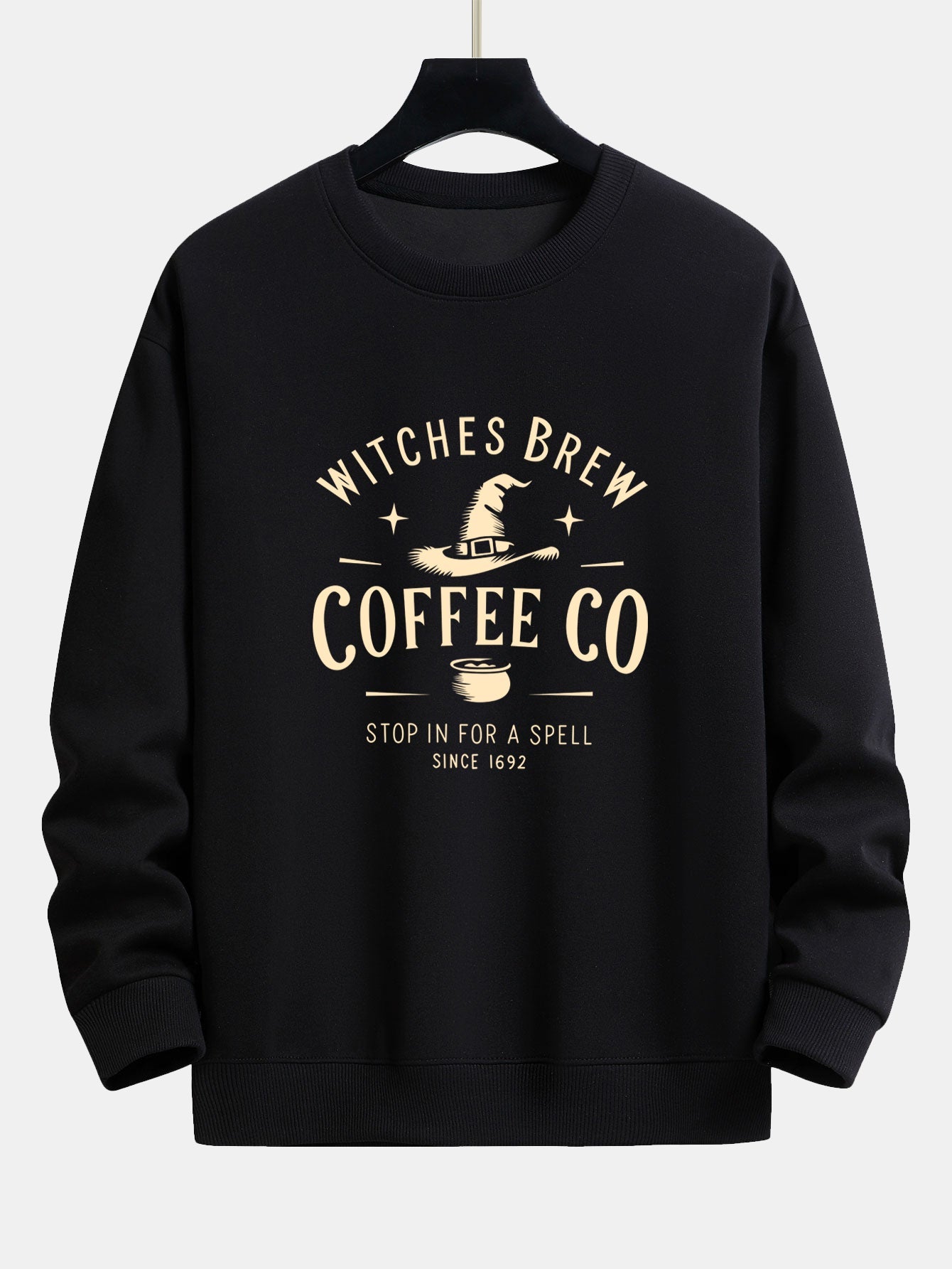 Witches Brew Coffee Halloween Print Relax Fit Sweatshirt