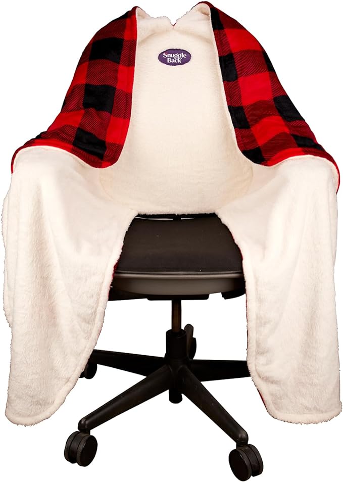 The Original Office Chair Blanket by SnuggleBack; Cozy Comfy Office Desk Chair Wrap Attaches for Convenient Heat and Hands-Free. Stay Warm In The Winter or Summer. Sherpa Fur Lining - LeafyLoom