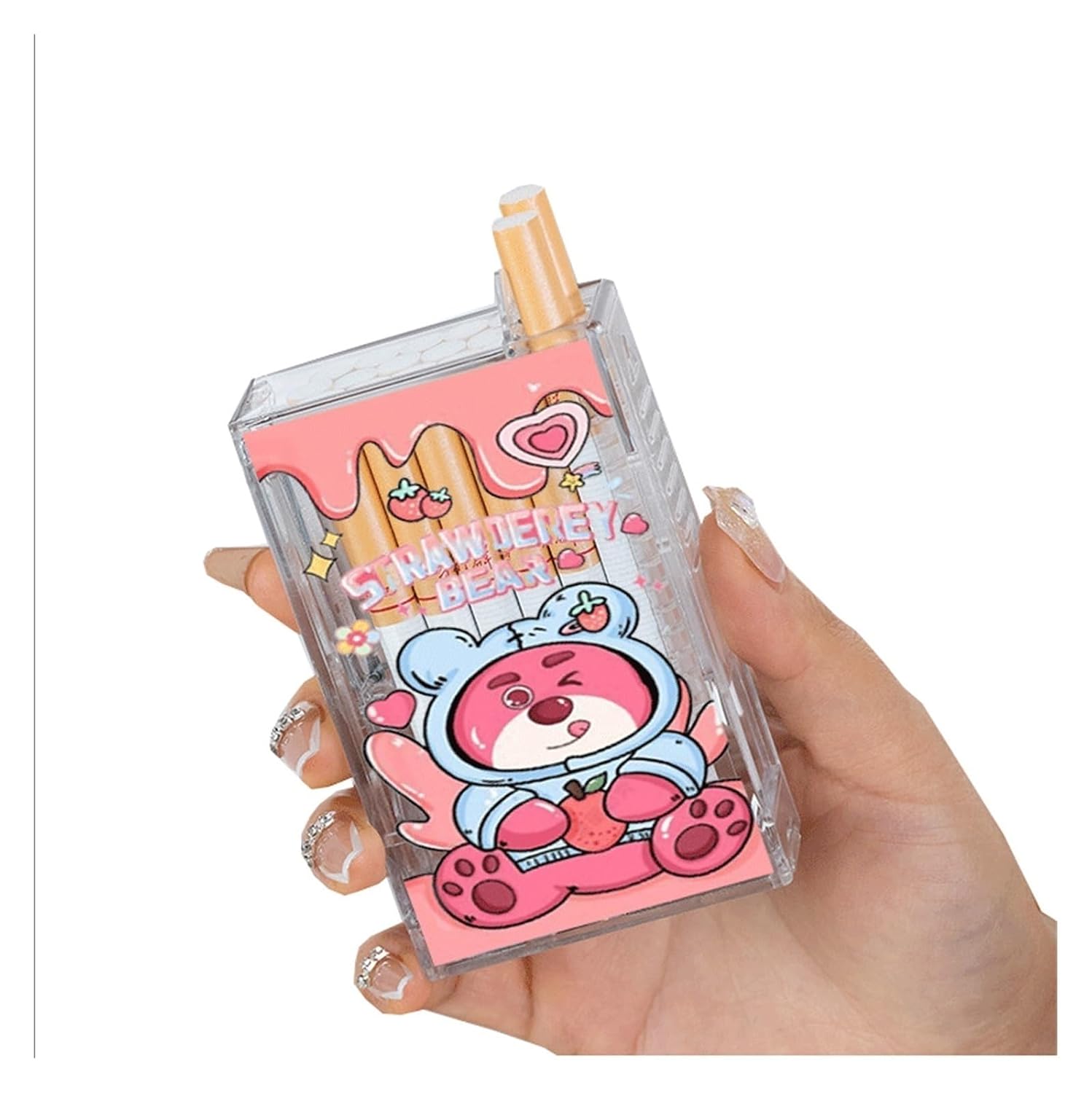 2024 2 in 1 Lighter with Cigarette Case, Hello Kitty Clear Case Lighter, Windproof USB Rechargeable Lighter, Flameless, Windproof, Moisture Resistant, Waterproof Gifts for Men (Color : E)