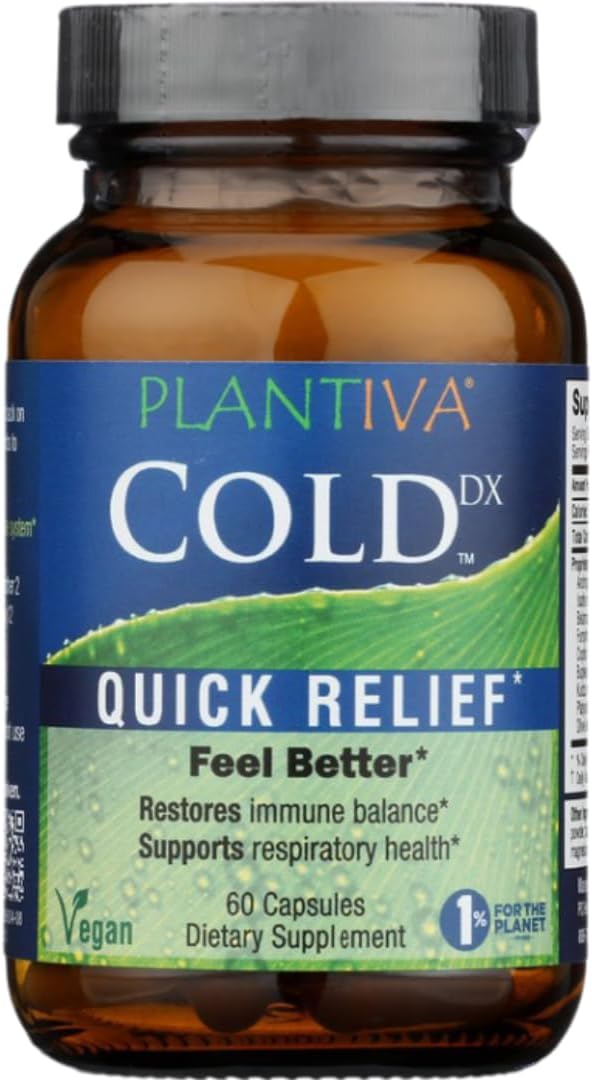 Plantiva, ColdDx Natural Herbal Defense & Respiratory Health Support Supplement - Non-Drowsy, Stimulant Free, Quick Relief - Vegan, Plant-Based - 60 Capsules