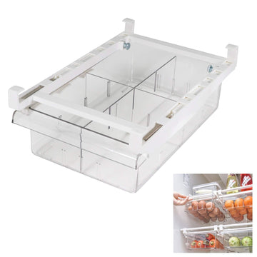 Yekoumax Fridge Drawer Organizer, Refrigerator Organizer Bins, Pull Out With Handle, Fridge Shelf Holder Storage Box, Clear Cont