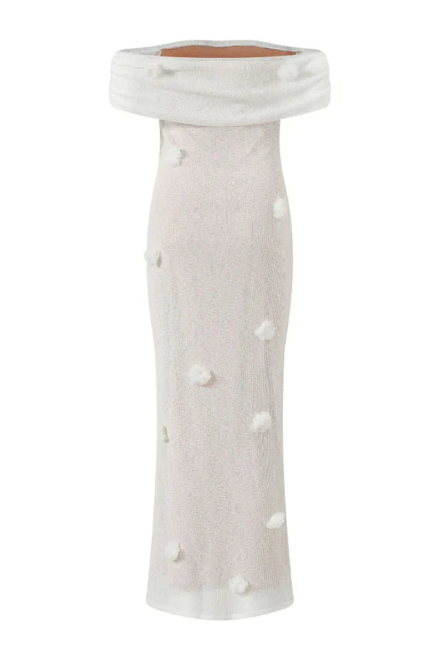 Brooke Off Shoulder Flower Knit Dress