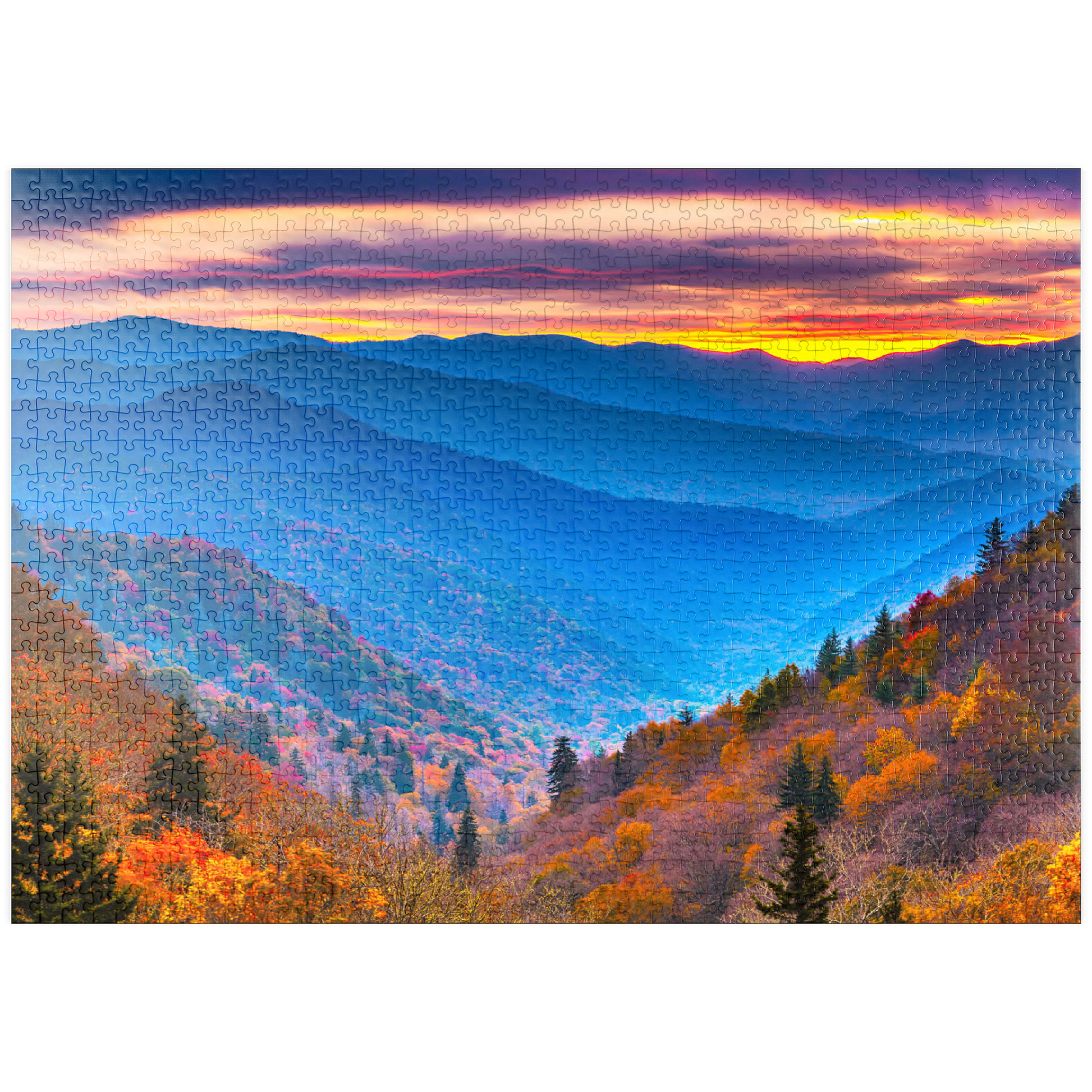 puzzleplate Smoky Mountains National Park, Tennessee, USA Herbstlandschaft bei Morgengrauen. 1000 Puzzle