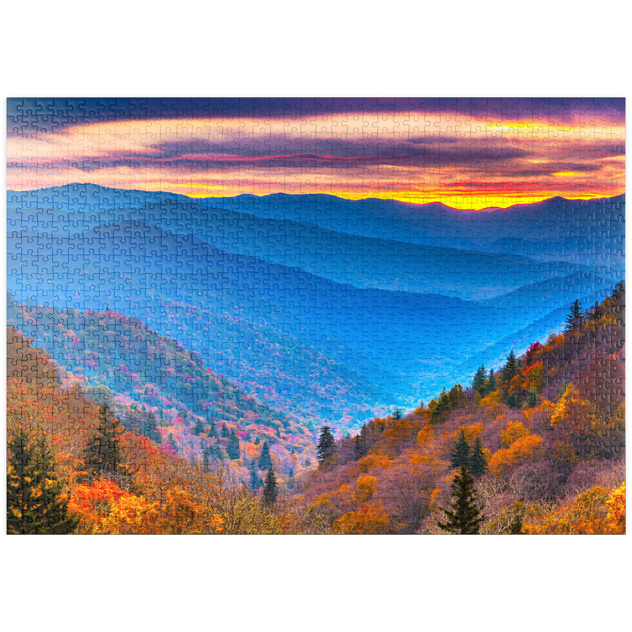 puzzleplate Smoky Mountains National Park, Tennessee, USA Herbstlandschaft bei Morgengrauen. 1000 Puzzle