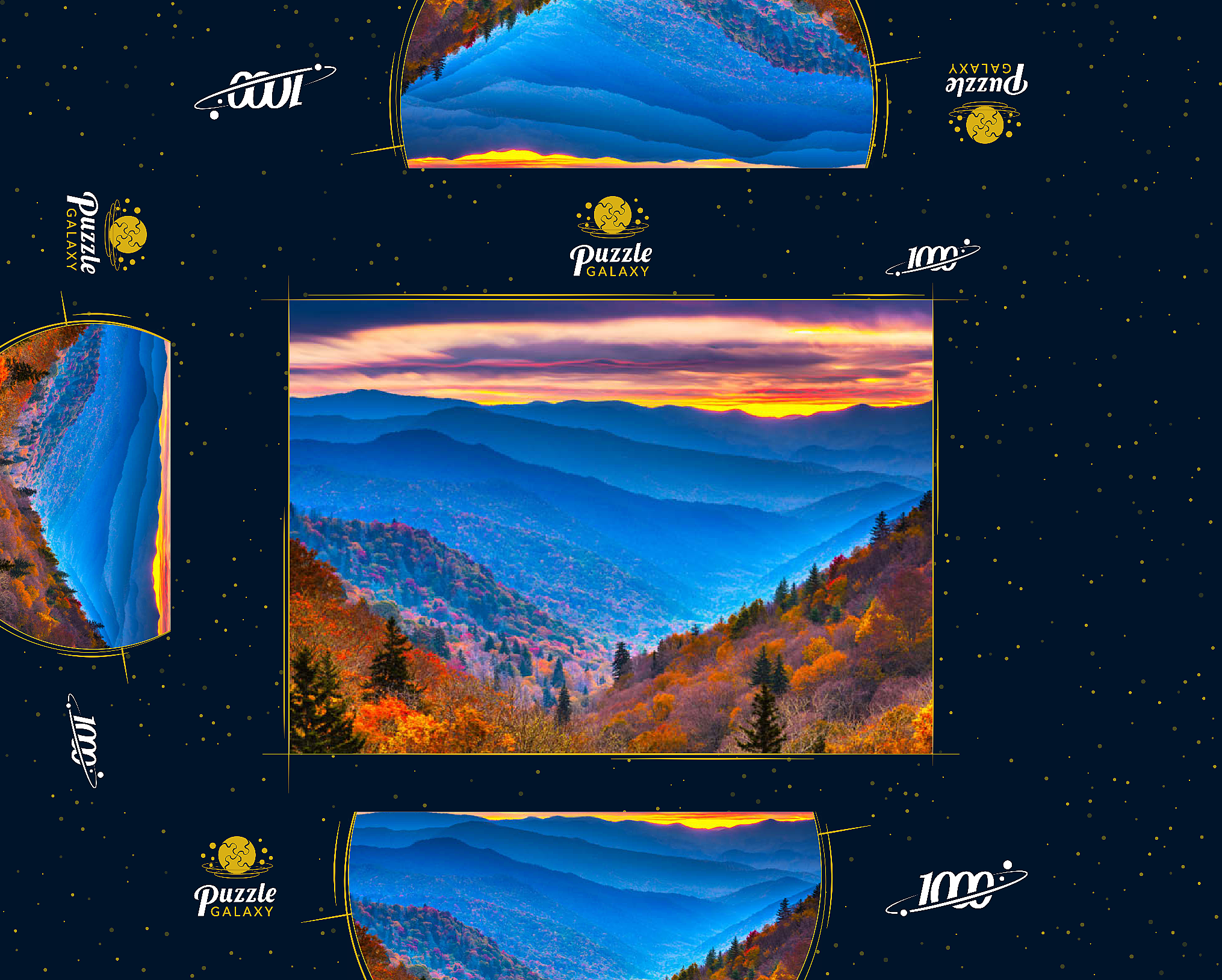 Smoky Mountains National Park, Tennessee, USA Herbstlandschaft bei Morgengrauen. 1000 Puzzle Schachtel 3D Modell