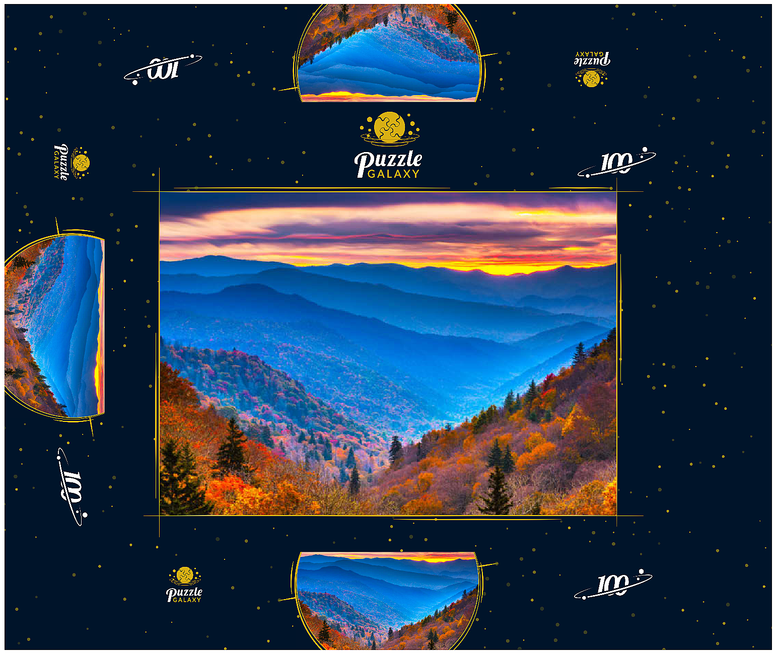 Smoky Mountains National Park, Tennessee, USA Herbstlandschaft bei Morgengrauen. 100 Puzzle Schachtel 3D Modell