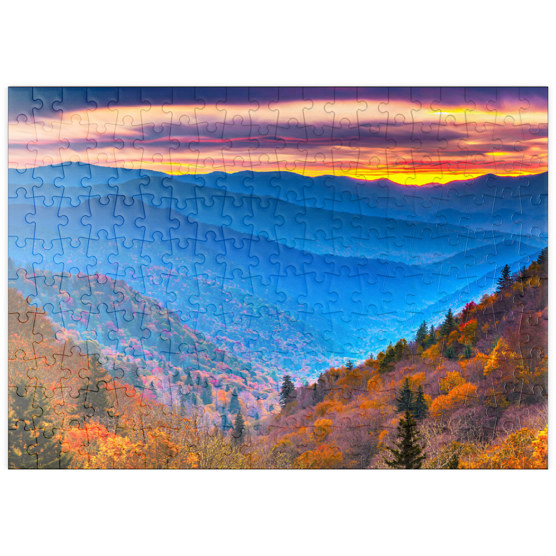 puzzleplate Smoky Mountains National Park, Tennessee, USA Herbstlandschaft bei Morgengrauen. 200 Puzzle